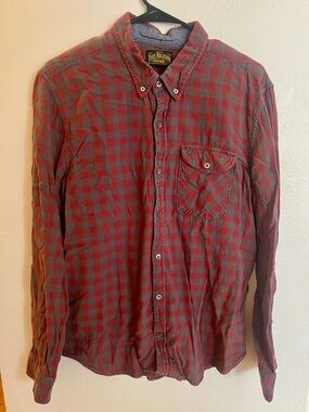 True Religion Men’s Red Plaid Button-Down Shirt